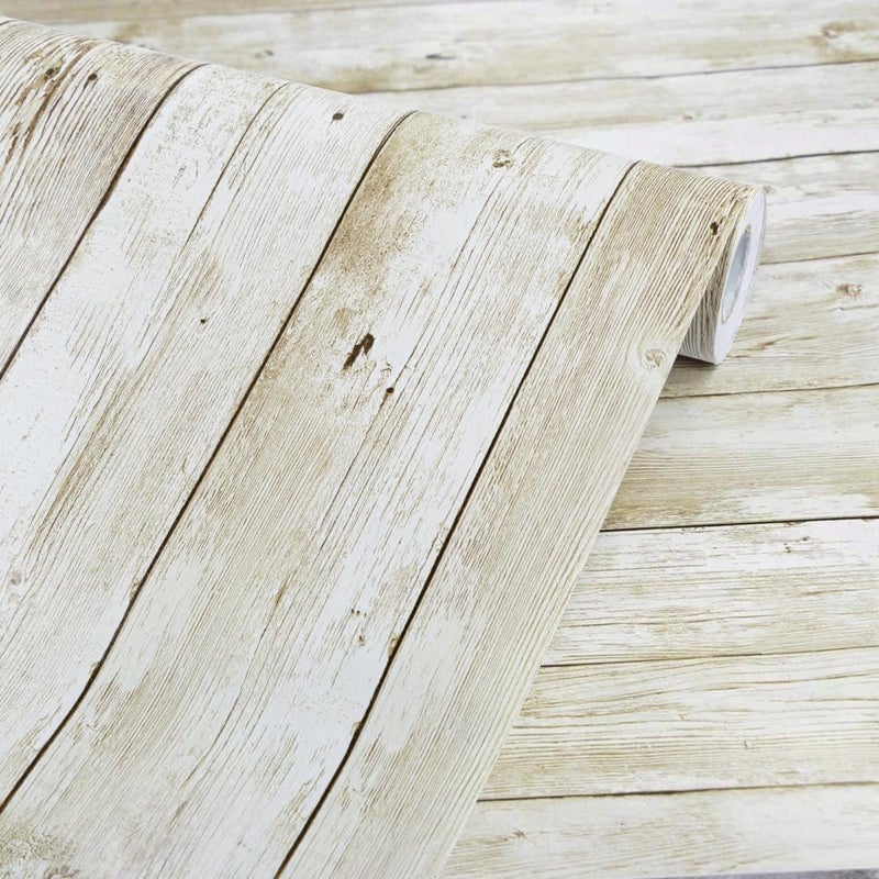 Abyssaly Contact Paper,Vintage Realistic Wood Shiplap Wallpaper Peel and Stick Decorative Furniture, Self-Adhesive Removable Multipurpose Wood Wallpaper for Bulletin Kitchen Living Room - Image 1
